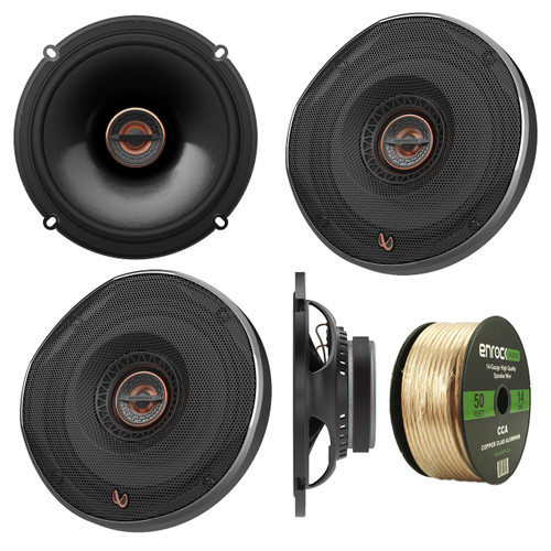 Infinity REF-6522EX Reference Series Shallow-Mount 6-1/2" 330 Watt Coaxial Car Speakers, Enrock 14 AWG Gauge 50 Feet Speaker Wire