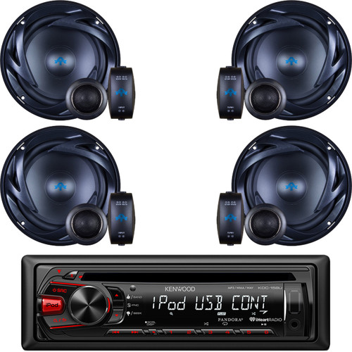 KDC158U Car USB CD AUX AM FM Receiver, Autotek 6.5" 300 Watts Component Speakers (CMAPN812)