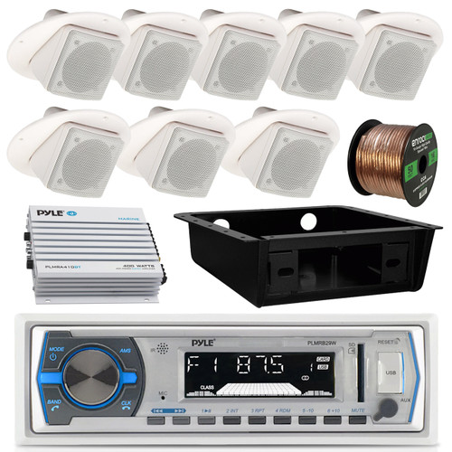 Enrock Bluetooth USB Radio,3" RV Wall Speaker Set, Underdash Housing, 400W Amp (RVAS040)