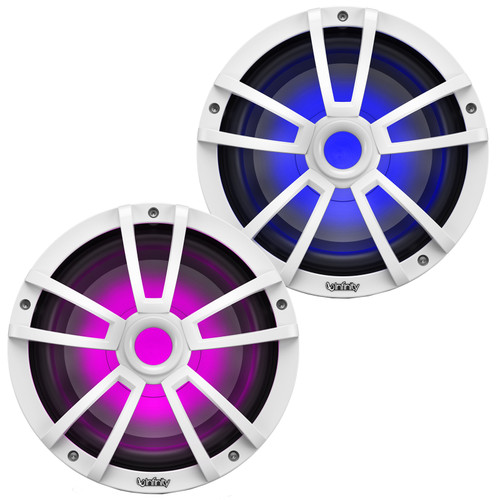 One Pair (QTY 2) Of Infinity Reference 1022MLW 10" 750 Watt Max Power Marine Audio Multi-Element Subwoofer w/ RGB LED Lighting (White)
