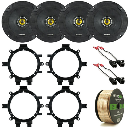 Enrock 14 Gauge 50 Feet Speaker Wire, 4x Kicker 46CSC654 6.5" 2-Way Car Audio Speakers with 72-4568 X Metra 72-4568 Wire Harness, Metra 82-3002 Adapters for Select 1995-2005 GM Vehicles