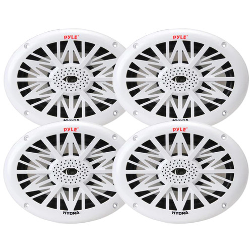 Two Pairs (QTY 4) Of Pyle PLMR692 6x9" 260 Watt Max Power 2-Way Full-Range Boat White Speakers