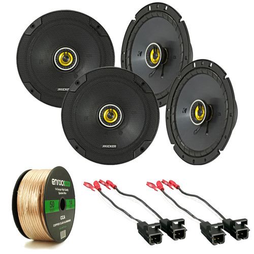 8x Kicker 6-3/4" Car Speakers, 2X Speaker Wire Harness,  14 AWG 50Ft Wire (R-40CS674-2-72-4568)