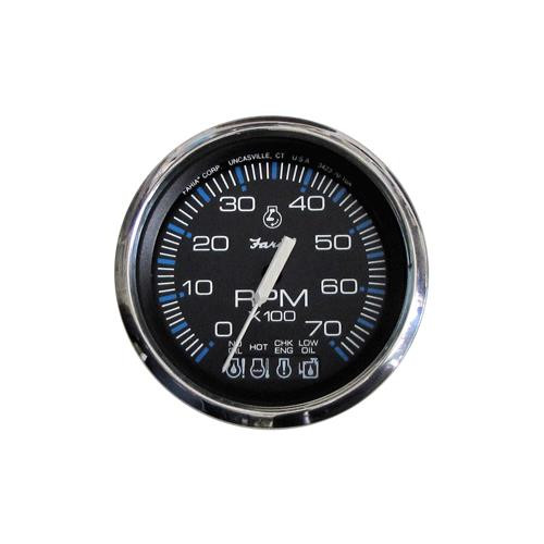 Faria Chesapeake Black Ss 4" Tachometer W/Systemcheck Indicator - 7,000 Rpm (Gas - Johnson / Evinrude Outboard) (R-54624)