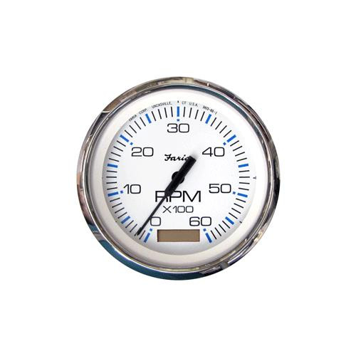 Faria Chesapeake White Ss 4" Tachometer W/Hourmeter - 6,000 Rpm (Gas - Inboard) (R-54642)