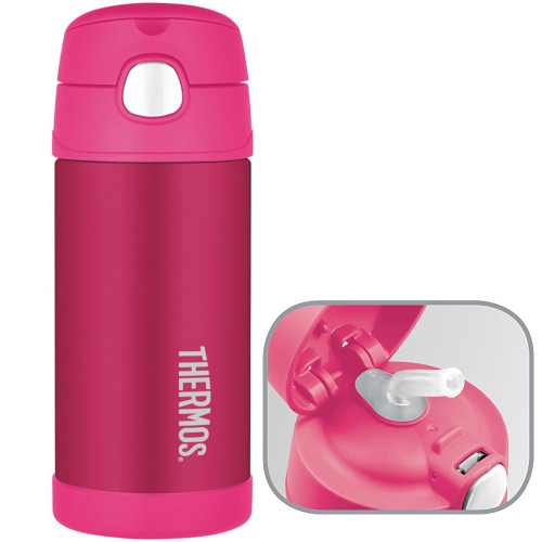 Thermos Funtainer 12 oz Water Bottle with Straw Insulated Hot Or Cold Pink