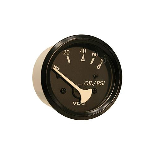Vdo Allentare Black 80Psi Oil Pressure Gauge - Use W/Marine 240-33 Ohm Sender - 12V - Black Bezel (R-60785)