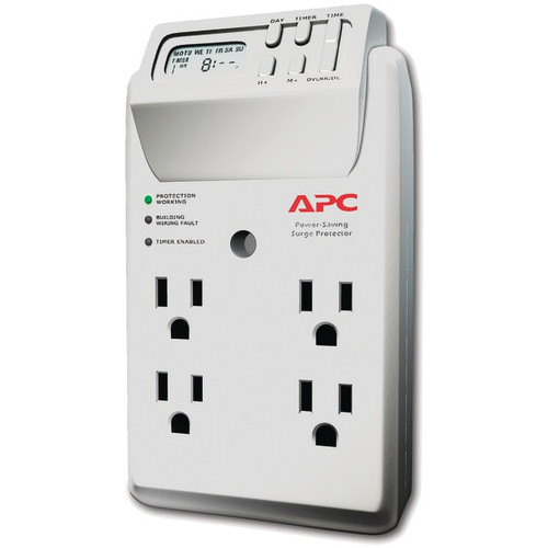 APC P4GC 4-Outlet Energy-Saving Surge Protector Wall Tap with LCD Timer (R-APNP4GC)
