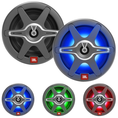 JBL Club Marine 6.5" 225 Watt Peak Power 2-Way High-Performance Marine Speakers with RGB LED Illumination (White and Grey Grilles) (Bulk Packaging)