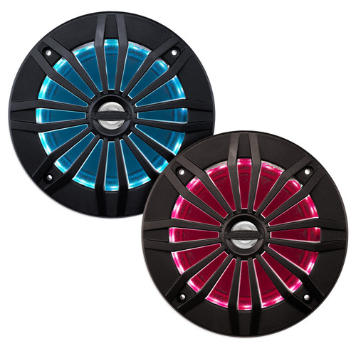Enrock Marine 6.5" 180 Watt Max Power 2-Way Marine RGB LED Black Speakers (Pair)