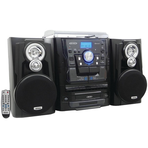 JENSEN JMC-1250 Bluetooth(R) 3-Speed Stereo Turntable Music System with 3-CD Changer & Dual Cassette Deck (R-JENJMC1250)