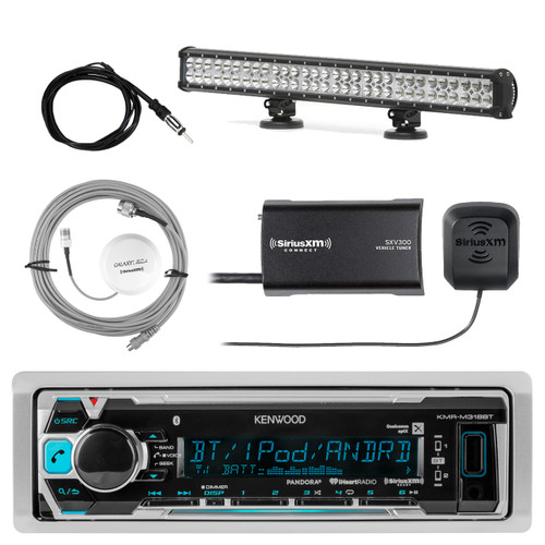 Kenwood Marine Receiver Bluetooth, SiriusXM Tuner,Pyle 28" Light Bar, 2x Antenna (R-KMRM318BT-1-SHASRA50B-LED24)