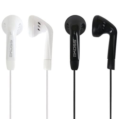 Koss KE7 Portable Earbuds (2 Pack, 1 White Pair + 1 Black Pair)