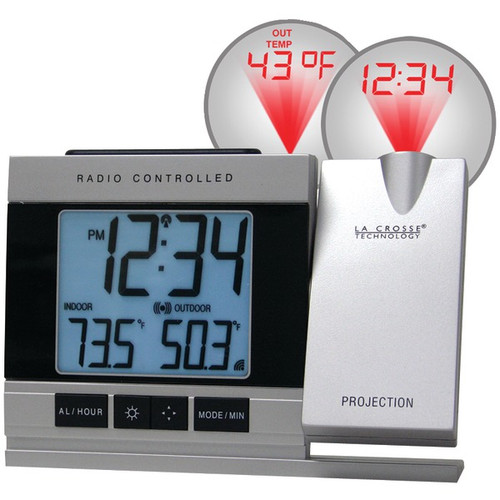 LA CROSSE TECHNOLOGY WT-5220U-IT-CBP Atomic Projection Alarm Clock with Indoor & Outdoor Temperature (R-LCR5220UITCBP)
