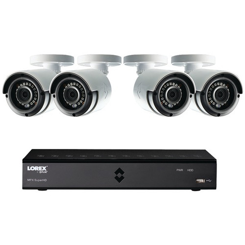 Lorex by FLIR LHA21081TC4B 8-Channel MPX 1080p HD 1TB DVR with 4 Weatherproof IR Cameras (R-LORLHA21081TC4)