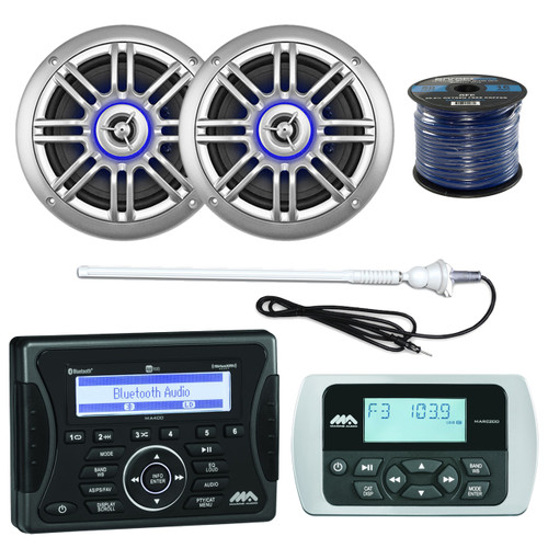 Jensen Bluetooth Receiver, 2x 6.5" Speaker, Remote, Antenna, 50Ft 16G Wire (R-MA400-2-SPK652BSL)
