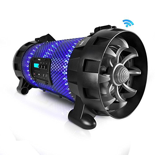 Bluetooth + NFC BoomBox Stereo Speaker System with Multi-Color App Controlled LED Party Lights, Built-in Rechargeable Battery (R-PBMSPG260L)