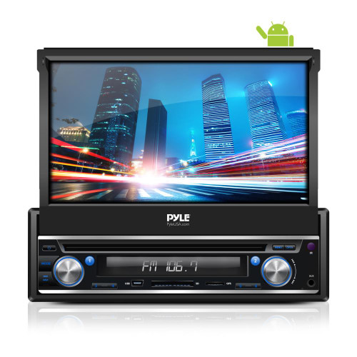 Single DIN Android Stereo Receiver System with Pop-Out Touchscreen, GPS Navigation, Bluetooth & Wi-Fi Streaming (R-PL7ANDIN)