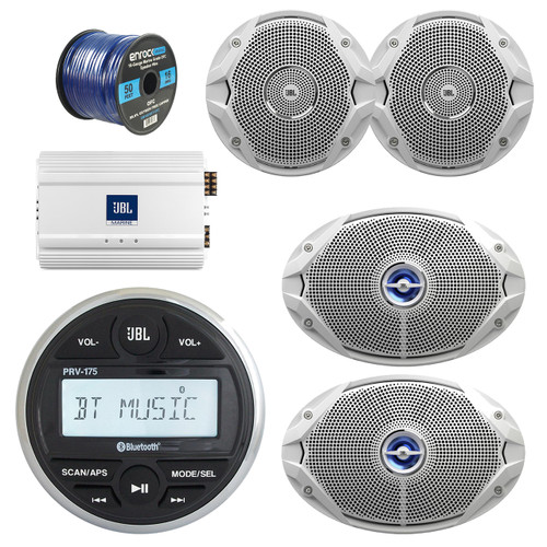 JBL Bluetooth Receiver, Amp, 2x 6x9" Speakers, 2x 6.5" Speakers, 50Ft 16g Wire (R-PRV-175-1-MA6004)