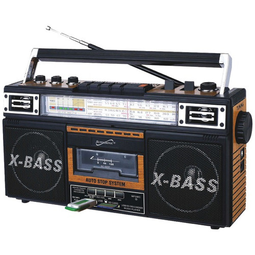 Supersonic SC-3200 WOOD Retro 4-Band Radio & Cassette Player (Wood) (R-SSCSC3200WOD)