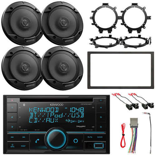 Kenwood DPX504BT 2-DIN Bluetooth CD AM/FM USB Car Audio Receiver, 4x 6.5" Speakers, 4x Speaker Wire Harness, 4x Speaker Mounting Brackets, Dash Kit, Stereo Harness, Antenna Adapter
