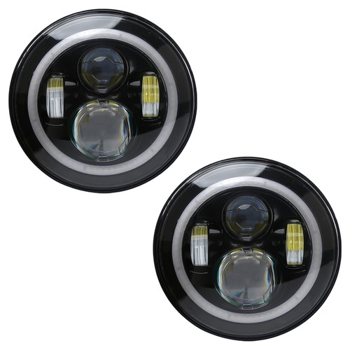 2x Enrock HALO LED CREE IP67 Waterproof Diecast Aluminum  7" Harley Davidson, Jeep High Low Beam Lamps (Black) High: 47Watt 3600 Lumen - Low: 27Watt 3100 Lumen 6500-700K