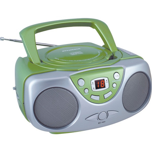 SYLVANIA SRCD243M GREEN Portable CD Boom Box with AM/FM Radio (Green) (R-CURSRCD243MGR)