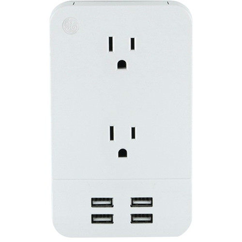 General Electric 31708 2-Outlet Surge-Protector Wall Tap with 4 USB Ports (R-JAS31708)