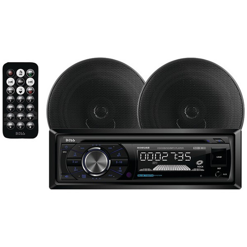 Boss 508UAB CD/MP3 AM/FM Receiver With USB/SD Plus one Pair of 6.5" Speakers (R-656BCK)