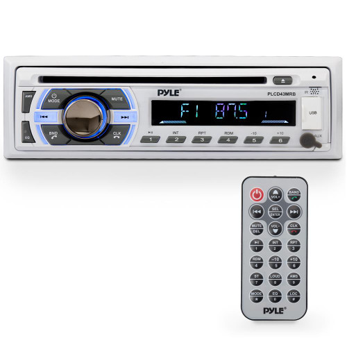 Pyle PLCD43MRB Single DIN Marine Bluetooth USB/AUX MP3/CD Player AM/FM Radio In-Dash Stereo Receiver