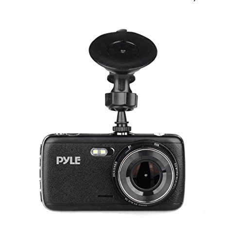 Pyle Upgraded 4.0” IPS Screen Vehicle DVR Mirror Dash Cam Kit - Dual Camera Video Recording System in Full HD 1080p and 32GB Memory w/ Motion Detect Parking Control Loop Record Support PLDVRCAM44