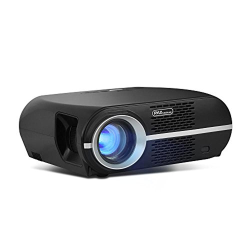 Updated Pyle Video Projector 5.8” LCD Panel LED Lamp Cinema Home Theater w/ Built-in Stereo Speakers 2 HDMI Ports and Keystone Adjustable Picture Projection for TV PC Computer and Laptop PRJLE67