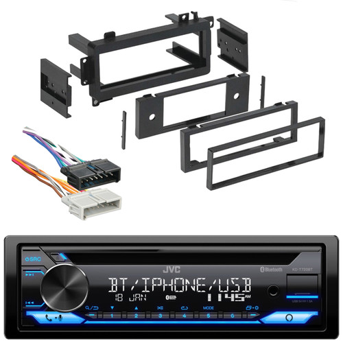 JVC KD-T720BT Single DIN Bluetooth USB/AUX CD Player AM/FM Radio Multimedia Stereo Receiver, Single DIN Stereo Installation Kit, Radio Wiring Harness (Bundle Fits Select 1984-2006 Chrysler/Jeep)
