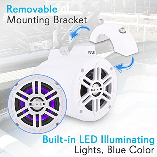 Pyle Bluetooth White Waterproof Marine Wakeboard Tower LED