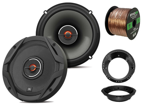 2x JBL 6.5" 2-Way GX Series Coaxial Speakers, 2x Harley Adapters, 50 Ft Wire