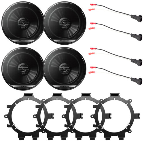 4x JVC CS-DR162 6.5" 2-Way 300 Watt Car Speakers Bundle Combo with 4x Enrock Speaker Mounting Brackets, 4x Speaker Wire Harness