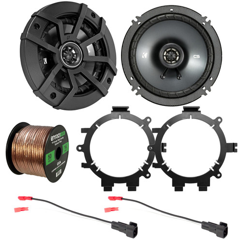2x Kicker 43CSC654 CS Series 6.5" 600 Watt Max Power 2-Way Car Audio Black Coaxial Speakers, 2x 5.25" or 6.5" Speaker Bracket Adaptors, Speaker Wire Harness, Speaker Wire (Fits 1995-2009 GM Vehicles)
