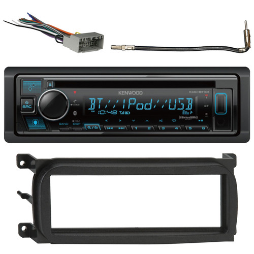 Kenwood KDCBT34 Bluetooth USB/AUX CD Player MP3 AM/FM Radio Digital Media Car Audio Stereo SiriusXM Ready Receiver W/Single-DIN Install Kit, Radio Wire Harness, Antenna Adapter