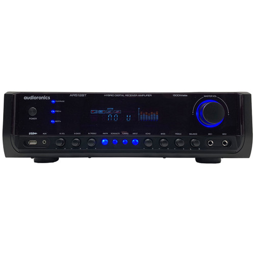 Audioronics AR512BT Digital Spectrum Bluetooth Integrated Amplifier & Pre-Amp Stereo Recevier w/ 1500-Watts Peak Power