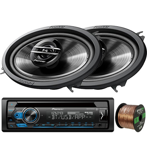 Pioneer DEH-S4100BT In-Dash Single-DIN CD Player Bluetooth Receiver, 2 x Pioneer TS-G4620S 4x6" 2-Way Coaxial 200W Max Car Speakers, Enrock Audio 16-Gauge 50Ft. CCA Speaker Wire