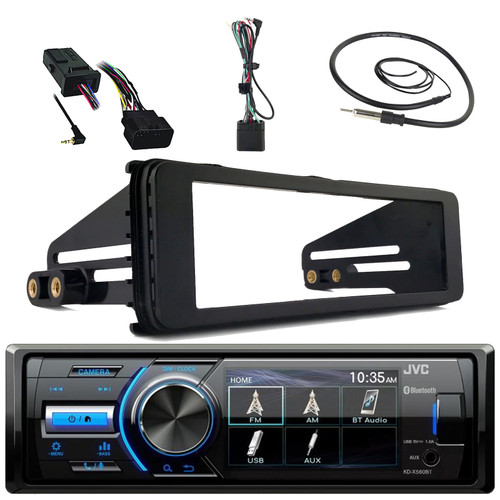 JVC KD-X560BT Single DIN Marine Motorsports Bluetooth USB/AUX AM/FM Radio Digital Media Stereo Receiver, Handlebar Control Interface, Radio Antenna, Single-DIN Stereo Install Kit Fits 1998-2013 HD