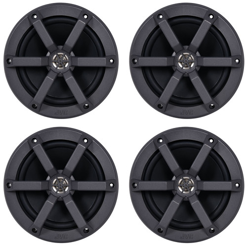 Two Pairs (QTY 4) Of JVC CS-MS620 OEM Replacement 6.5" 100 Watt Max Power Marine 2-Way Black Speakers (Bulk Packaging)
