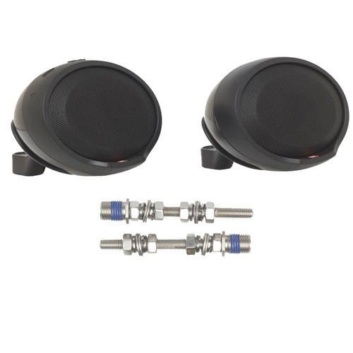 2x JBL Cruise Handlebar-Mount Weather-Resistant Bluetooth Black Speaker Pods for Motorcycles and Scooters w/ Installation Bolt Kit (1982-Up Harley-Davidson Motorcycles)