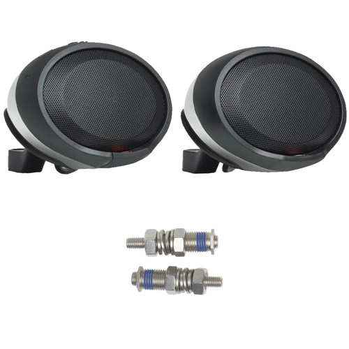 2x JBL Cruise Handlebar-Mount Weather-Resistant Bluetooth Chrome Motorcycle Speaker Pods w/ 10mm Installation Bolt Kit (for BMW, Ducati, Honda, Suzuki, most Yamaha bikes, and more)