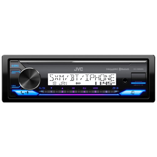 JVC KD-X38MBS Single DIN Marine MotorSports Bluetooth USB AUX LED Illumination AM/FM Radio Stereo SiriusXM Ready Receiver