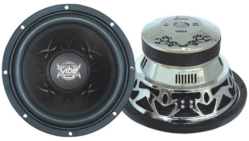 1 x  Lanzar VW1 x 24 Vibe 1 x 2'' 4 Ohm 1 x 600 Watt Chrome Subwoofer Sub Car Audio
