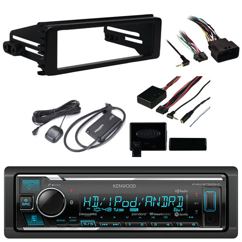 Kenwood KMM-BT525HD Single DIN Digital Media Bluetooth Receiver with 1998-2013 Harley Davidson Touring Dash Kit, Universal Steering Wheel Control Interface, SiriusXM Tuner