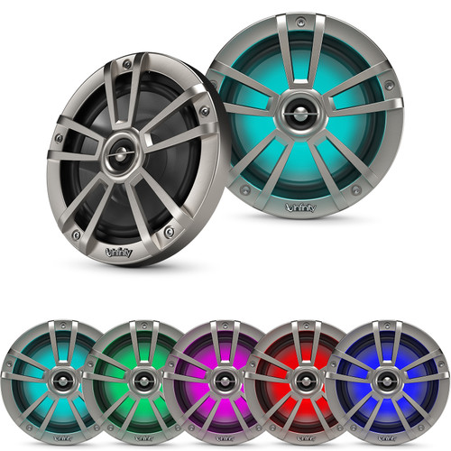 Infinity 622MLT Reference 6.5" Coaxial 225 Watt Max Power Waterproof Marine Titanium Speakers w/ RGB LED Accent Lighting (Pair, Bulk Packaging)