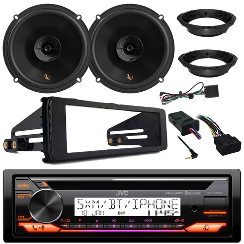 JVC KD-T92MBS Single DIN Marine MotorSports Bluetooth USB/AUX CD Player AM/FM Radio Stereo Receiver W/Install Kit, 2x 6.5" 150W Max 2-Way Multi-Element Speakers W/Adapters, Handlebar Control Interface