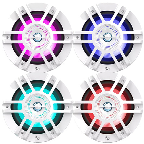 Two Pairs (QTY 4) of Infinity KAPPA 6120M 6.5" 300 Watt Max Power 2-Way Coaxial Premium White Marine RGB LED Speakers